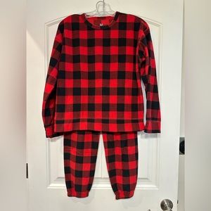 GAP Tween Red Black Buffalo Plaid Fleece Christmas Pajamas Size 12